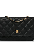 Caviar Quilted Wallet on Chain WOC Black