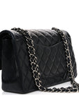 Lambskin Quilted Medium Double Flap Black