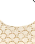 Canvas Calfskin Ava Triomphe Shoulder Bag White