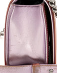 Metallic Patent Calfskin Quilted Medium Boy Flap Light Pink
