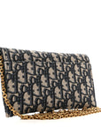 Oblique Saddle Chain Long Wallet Blue