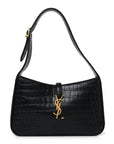 Calfskin Crocodile Embossed Le 5 A 7 Hobo Black