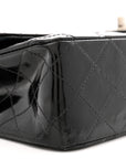 Patent Quilted Medium Double Flap Black
