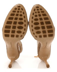 Mesh Nappa Chunky Chain Sandals 39.5 Beige Pony