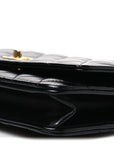 Shiny Calfskin Quilted Metal Top Handle Wallet On Chain WOC Black
