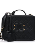 Caviar Quilted Large CC Filigree Vanity Case Black