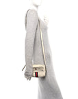 Textured Dollar Calfskin Web Mini Ophidia Shoulder Bag Mystic White