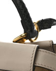 Vitello Seta Snakeskin Monster Eyes Medium Peekaboo Iconic Satchel Amido Sand Black