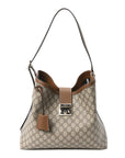 GG Icon Monogram Padlock Shoulder Bag Beige Dark Brown