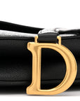 Grained Calfskin Mini Saddle Bag Black