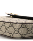 GG Supreme Monogram Textured Dollar Calfskin Web Mini Ophidia Envelope Shoulder Bag Beige Ebony New Acero