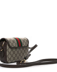 GG Supreme Monogram Textured Dollar Calfskin Mini Ophidia Flap Shoulder Bag Beige Ebony New Acero