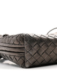 Metallic Nappa Intrecciato Nodini Crossbody Messenger Dark Grey