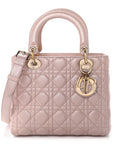 Pearly Lambskin Cannage Medium Lady D1OR Lotus