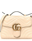 Calfskin Matelasse Mini GG Marmont Top Handle Shoulder Bag White