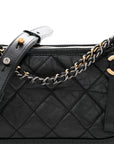 Aged Calfskin Quilted Small Gabrielle Hobo Black