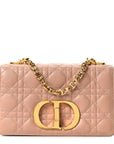 Calfskin Cannage Small Caro Bag Rose De Vents