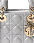 Lambskin Cannage Mini Lady D1OR Gray Opaline
