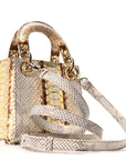 Snakeskin Mini Lady D1OR Beige Gold