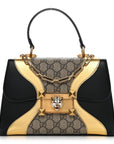 GG Supreme Monogram Small Osiride Top Handle Bag Black Gold