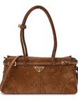 Suede Triangle Medium Bonnie Shoulder Bag Cacao