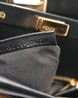 Shearling Nappa Macro FF 1974 Mini Peekaboo Iconic Satchel Tobacco Black