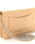 Caviar Quilted Wallet on Chain WOC Beige