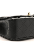 Lambskin Quilted Mini Rectangular Flap Black