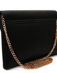 Satin Crystal La Medusa Pouch On Chain Black