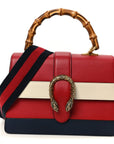 Calfskin Bamboo Web Medium Dionysus Top Handle Bag Red White Blue