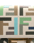 Canvas Vitello Seta FF Multicolor Embroidered Baguette Grezzo Multicolor Latte
