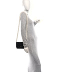 Calfskin Quilted Maxi Pearl Wallet On Chain WOC Black