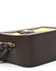 Canvas Textured Calfskin Web Mini Ophidia Top Handle Shoulder Bag Easy Yellow Dark Brown