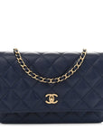 Caviar Quilted CC Turnlock Wallet On Chain WOC Navy Blue