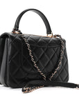 Lambskin Quilted Small Trendy CC Dual Handle Flap Bag Black