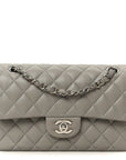 Lambskin Quilted Small Double Flap Grey