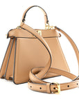 Shiny Nappa Petite Peekaboo I SEE U Satchel Miele Scuro