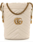 Calfskin Matelasse Mini GG Marmont 2.0 Bucket Bag White