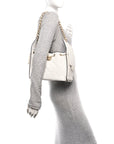 Braided Raffia Calfskin Quilted Small CHNL 25 Handbag White Black