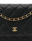 Caviar Quilted Wallet on Chain WOC Black
