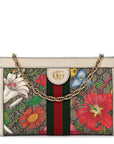 GG Supreme Monogram Flora Web Small Ophidia Chain Shoulder Bag White