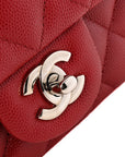Caviar Quilted Mini Rectangular Flap Dark Red