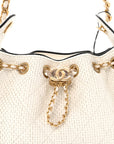 Braided Raffia Calfskin Mini CHNL 25 Handbag White Black