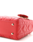 Calfskin Cannage D1ORamour Mini Lady D1OR Bag Bright Red
