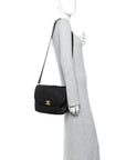 Lambskin Quilted Flap Shoulder Bag Black