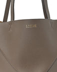 Grained Calfskin Medium Puzzle Fold Tote Taupe