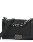 Caviar Quilted Medium Boy Flap Dark Grey