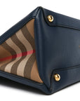 Derby Calfskin House Check Medium Banner Tote Ink Blue