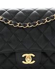Caviar Quilted Medium Double Flap Black