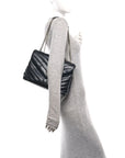 Calfskin Y Quilted Monogram Medium Loulou Chain Satchel Black